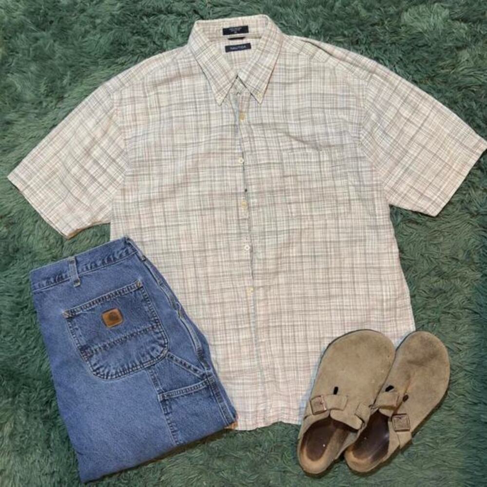 Vintage nautica boxy button‎ up shirt